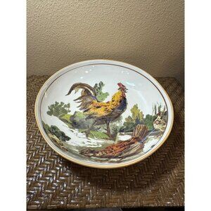 Vintage Retired William Sonama  Ceramoc Rooster Pasta Bowl Made In Italy